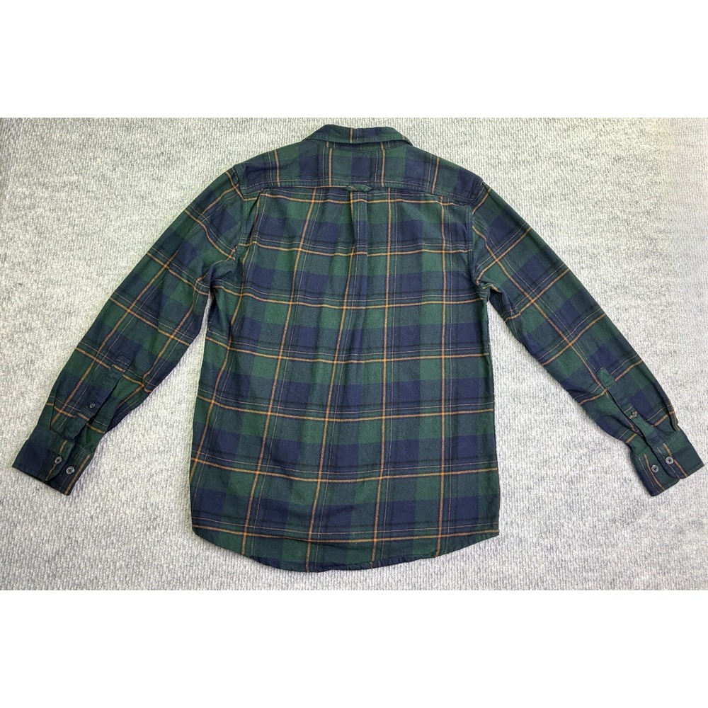Eddie Bauer Men's M Green Navy Plaid Flannel Shirt Cotton Button Up Outdoor - Picture 7 of 7